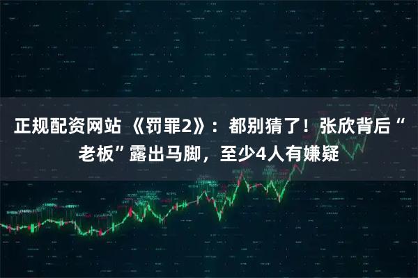 正规配资网站 《罚罪2》：都别猜了！张欣背后“老板”露出马脚，至少4人有嫌疑